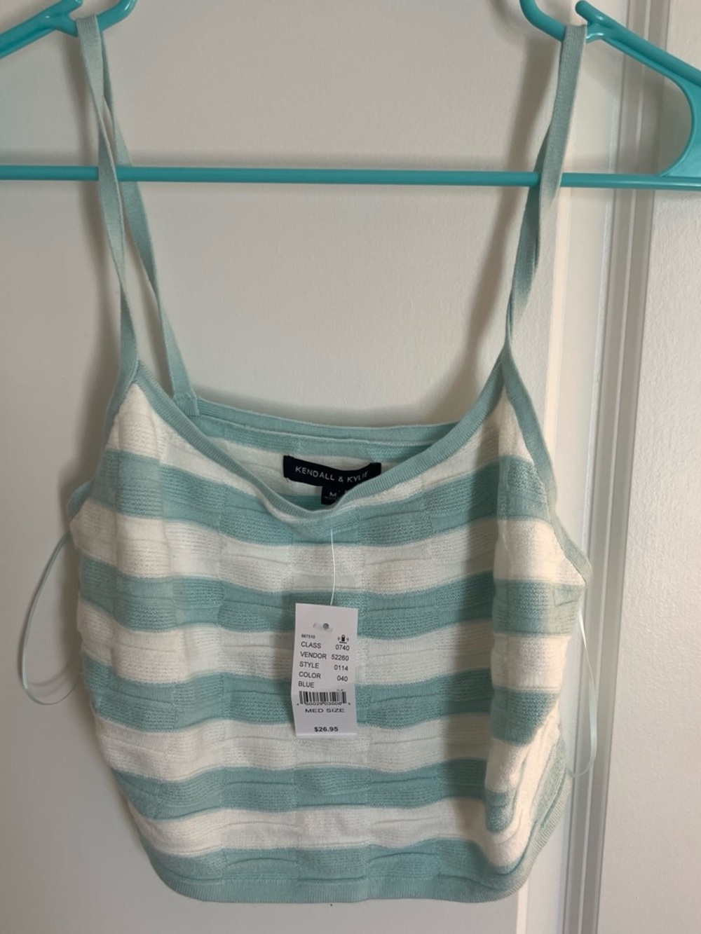 Kendall & Kylie Mint Green and White Striped Tank